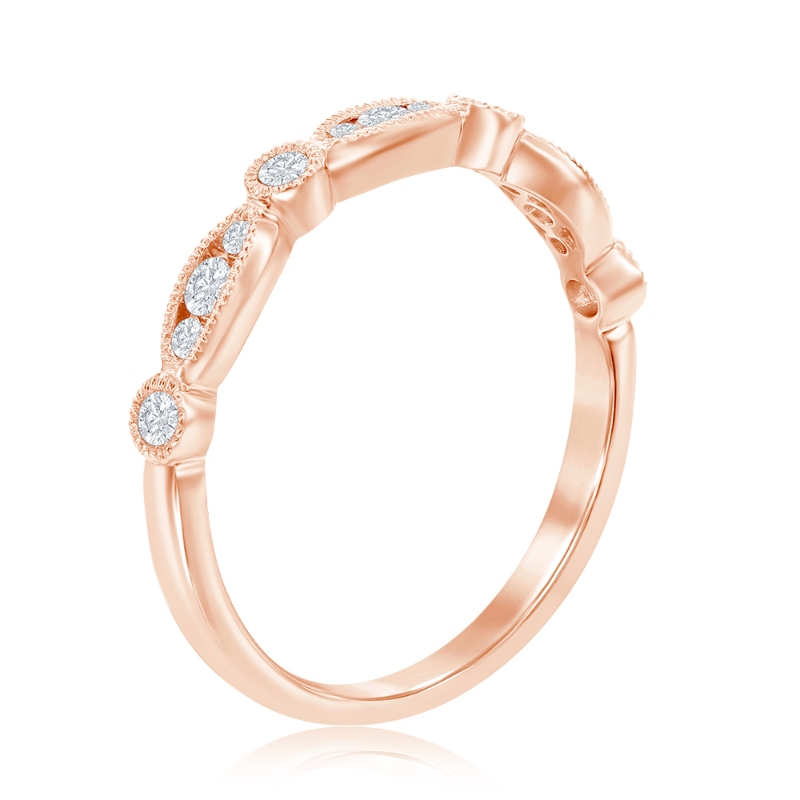 14K Rose Gold Scalloped Diamond Band