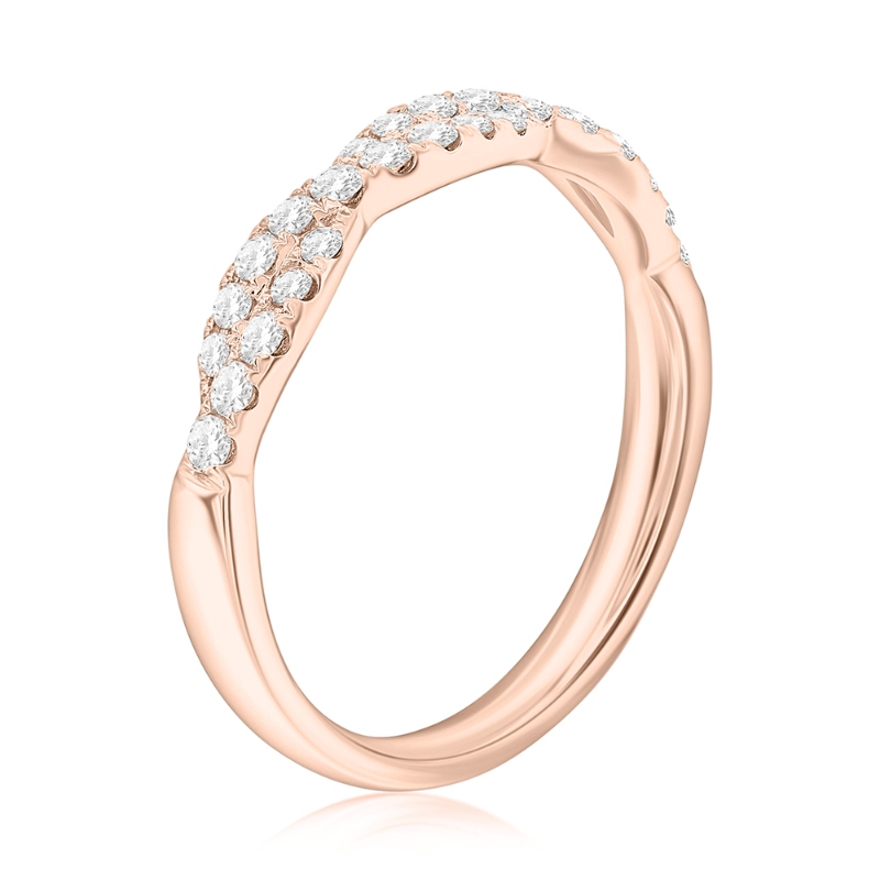 14K Rose Gold Twist Diamond Band