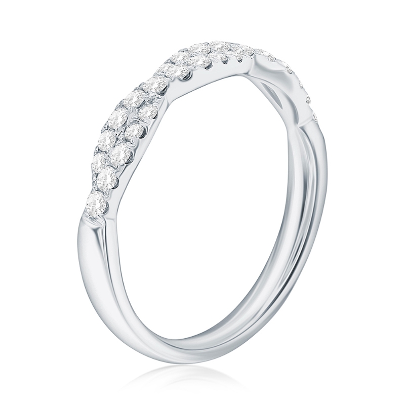 14K White Gold Twist Diamond Band