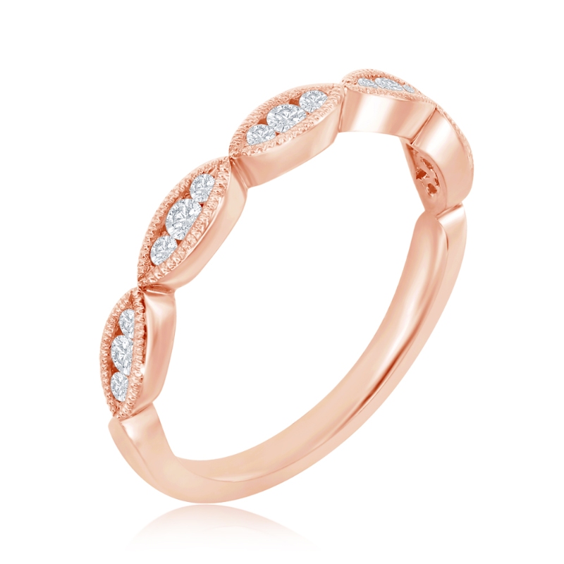 14K Rose Gold Scalloped Diamond Band