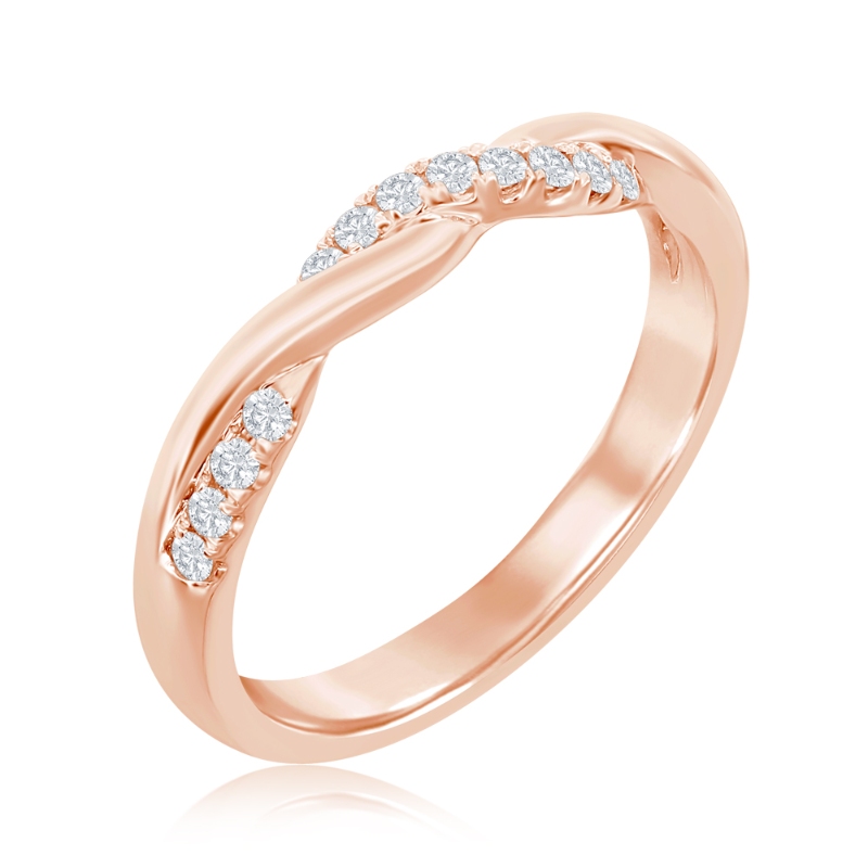 14K Rose Gold Twist Diamond Band