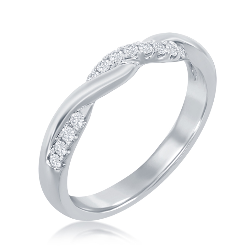 14K White Gold Twist Diamond Band