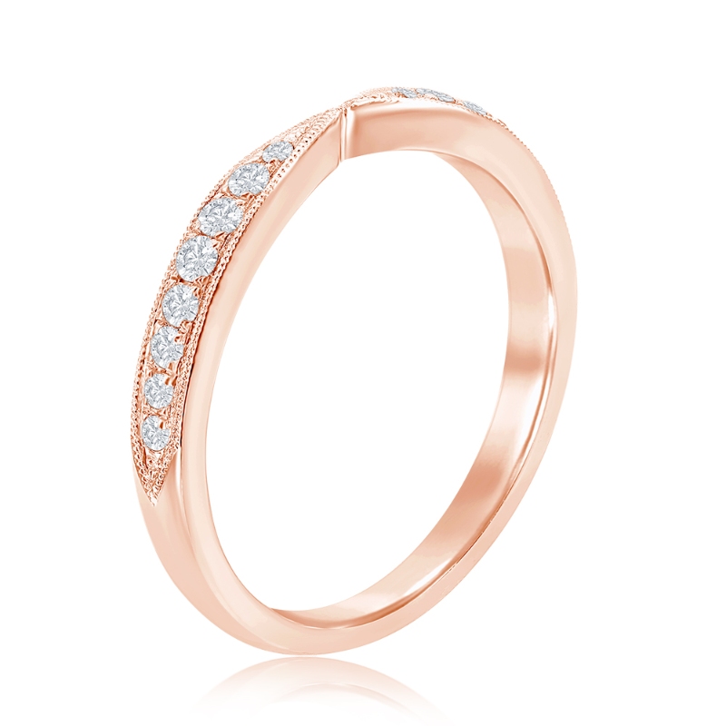 14K Rose Gold Pinched Diamond Band