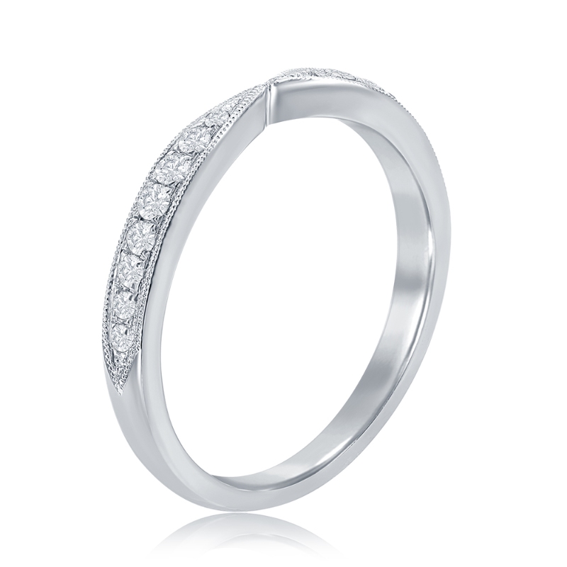 14K White Gold Pinched Diamond Band
