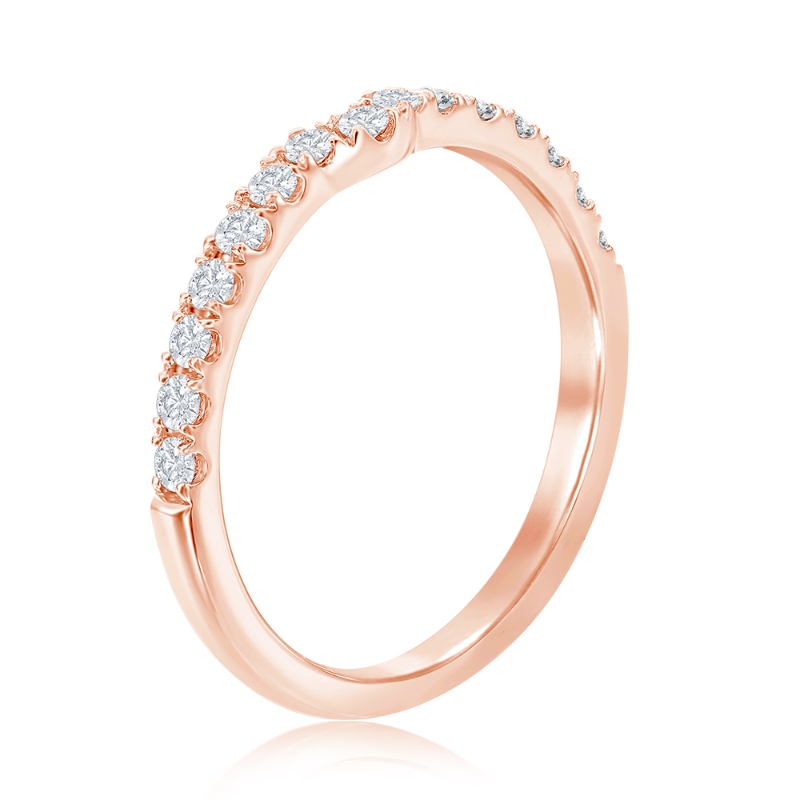 14K Rose Gold Curved Diamond Band