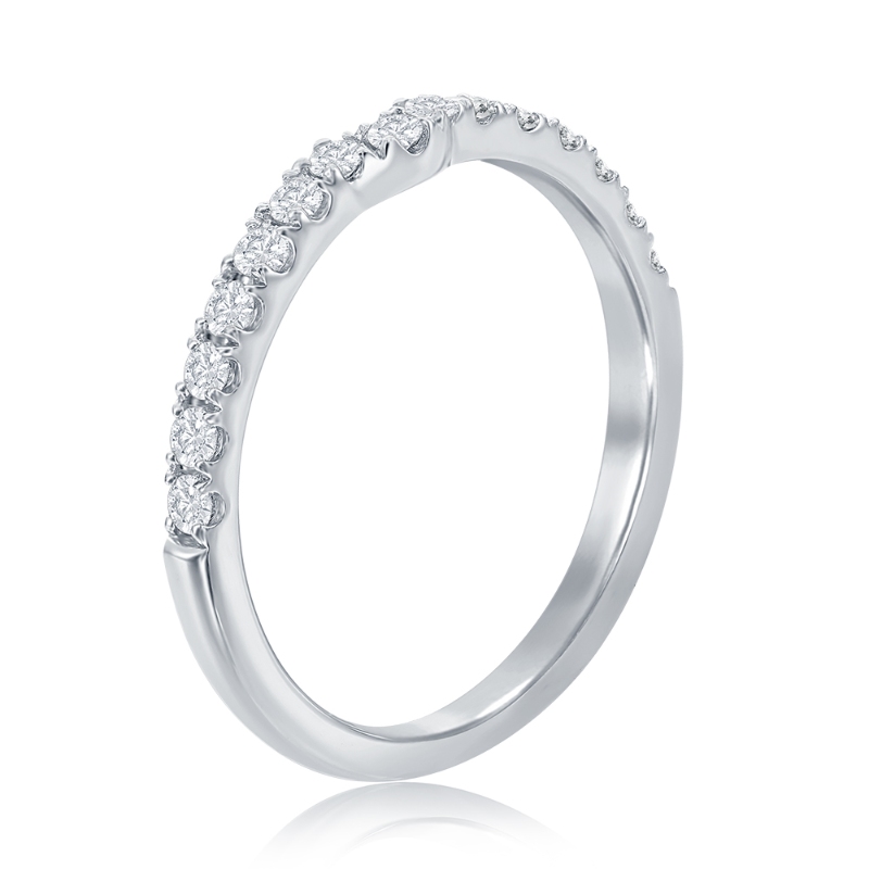 14K White Gold Curved Diamond Band