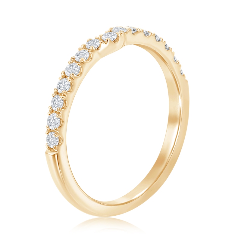 14K Yellow Gold Curved Diamond Band