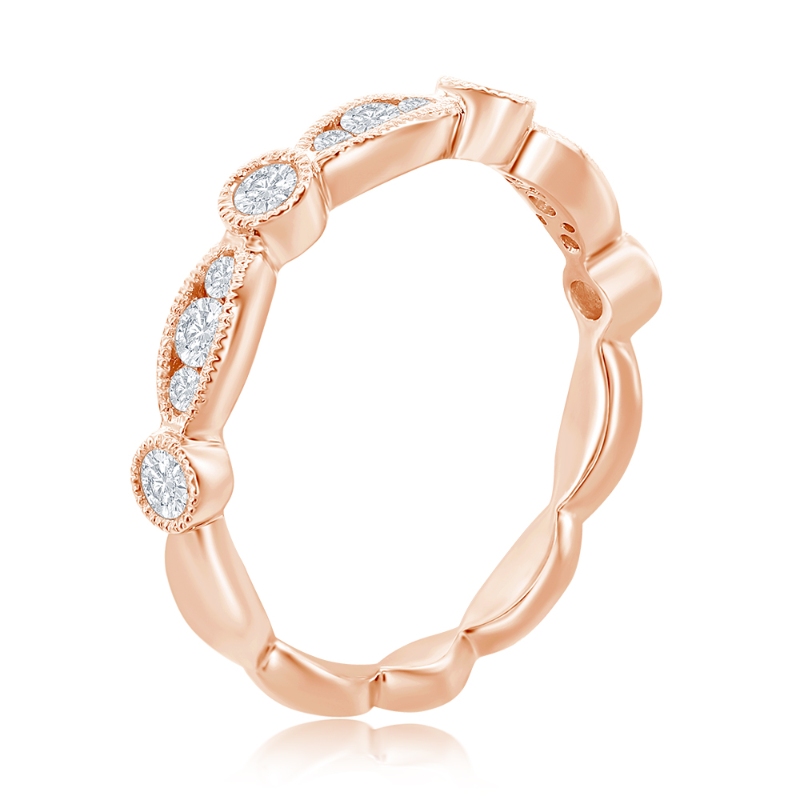 14K Rose Gold Scalloped Diamond Band