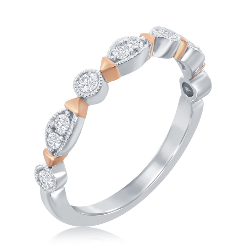 14K Two-Tone Scalloped Diamond Band