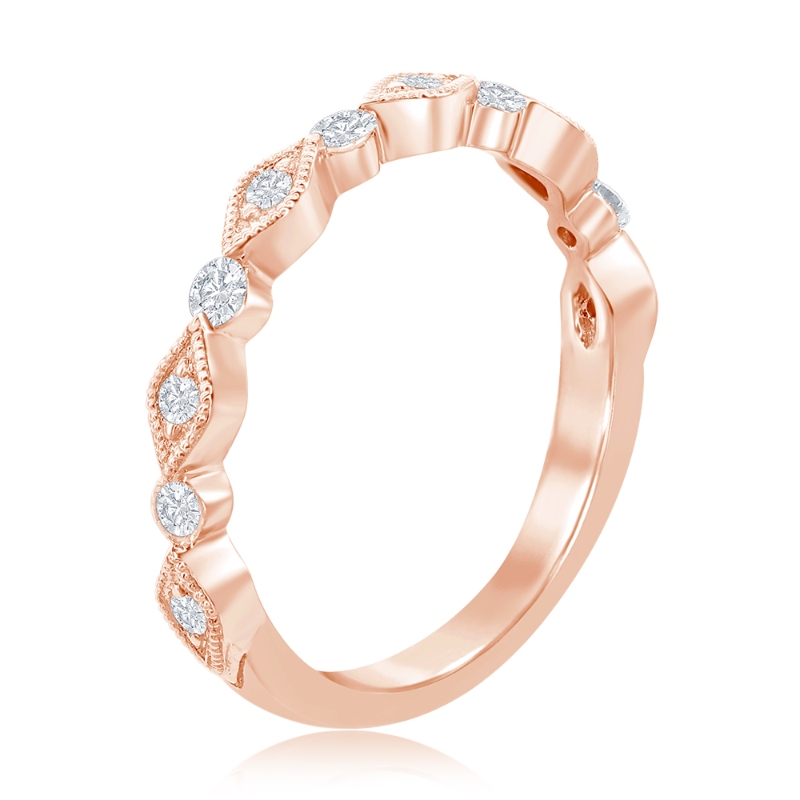 14K Rose Gold Scalloped Diamond Band