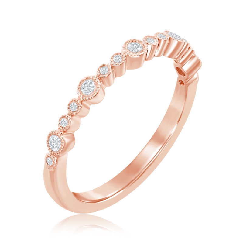 14K Rose Gold Miligrain Bezel Diamond Band