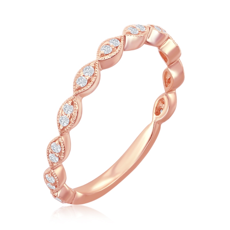 14K Rose Gold Scalloped Diamond Band