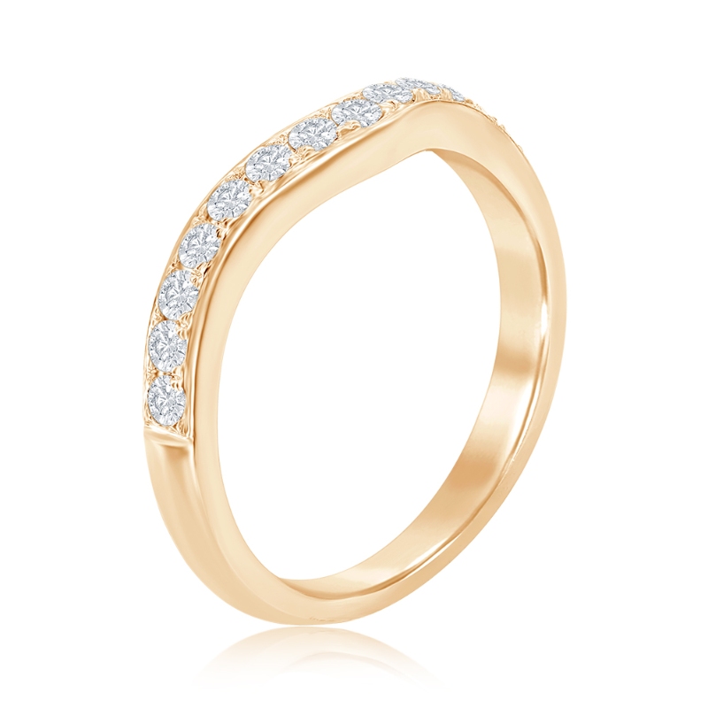 14K Yellow Gold Curved Diamond Band