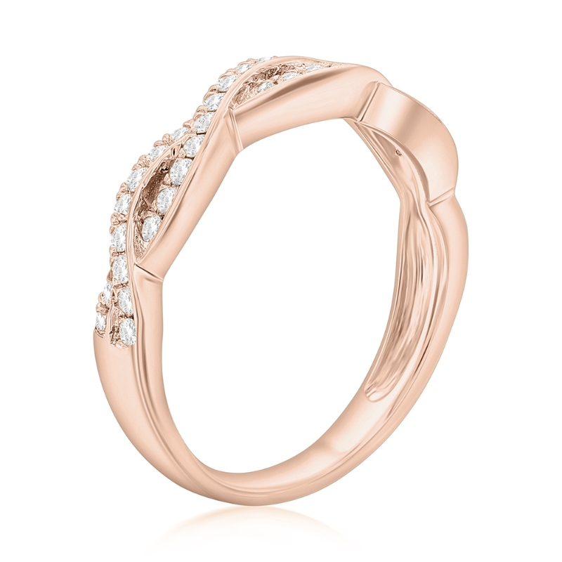 14K Rose Gold Twist Diamond Band