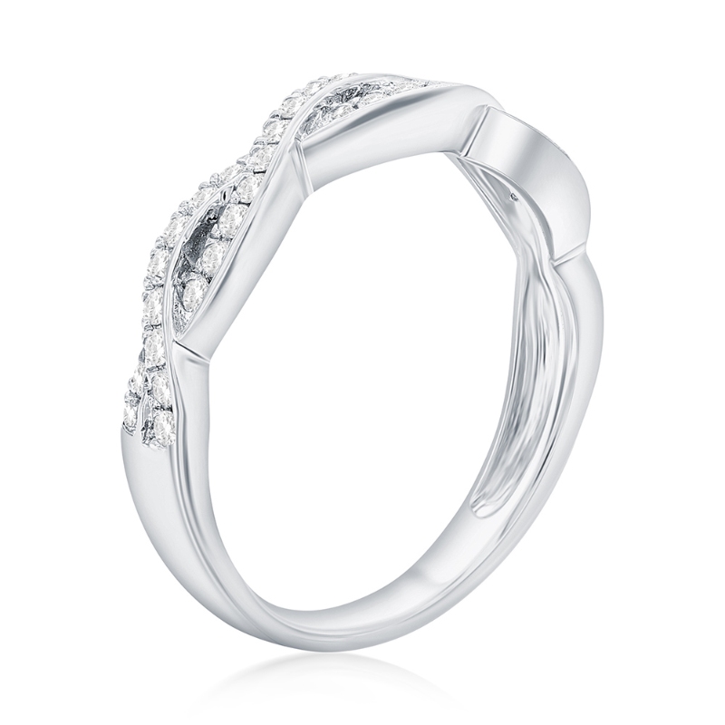 14K White Gold Twist Diamond Band