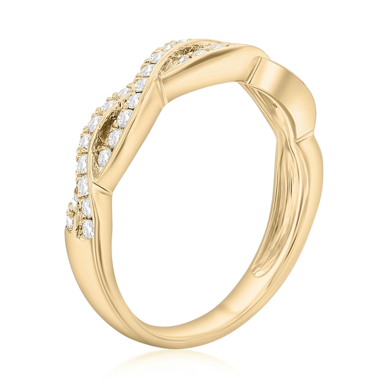 14K Yellow Gold Twist Diamond Band