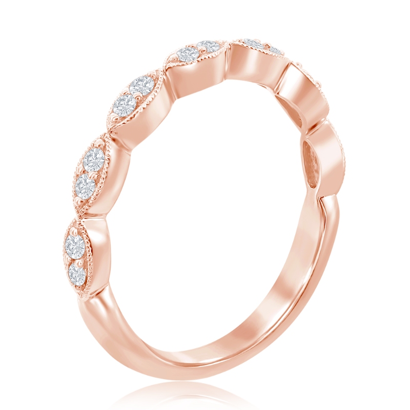 14K Rose Gold Scalloped Diamond Band