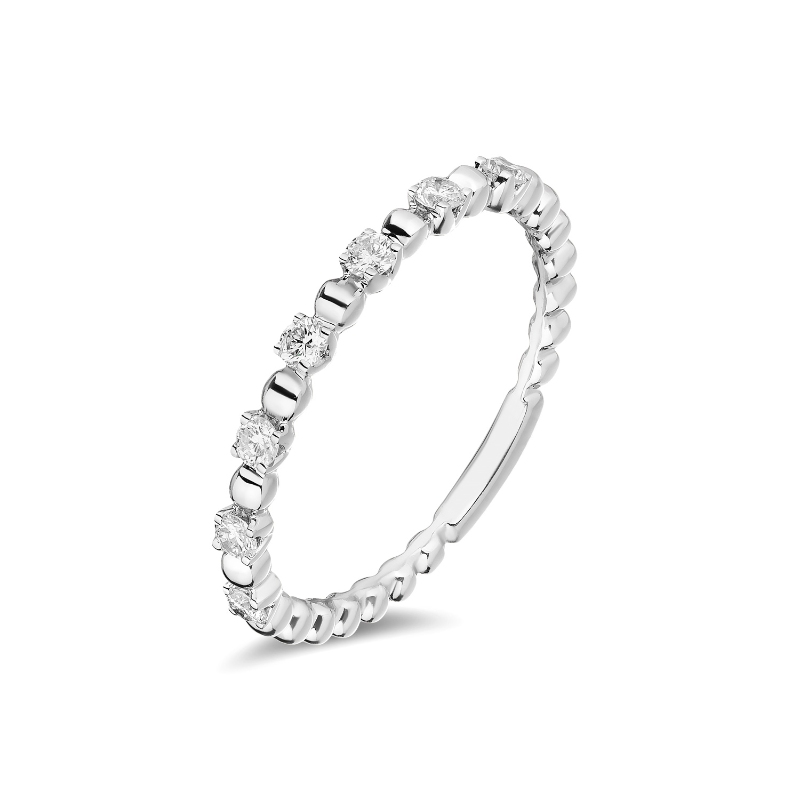 14K Two-Tone Beaded Diamond Band