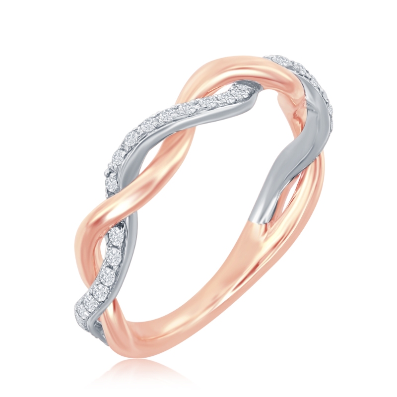 14K Rose Gold Twist Diamond Band