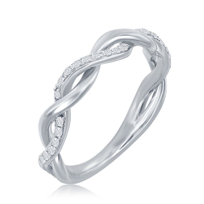 14K White Gold Twist Diamond Band