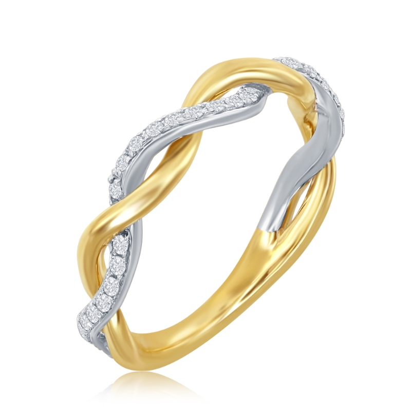14K Yellow Gold Twist Diamond Band