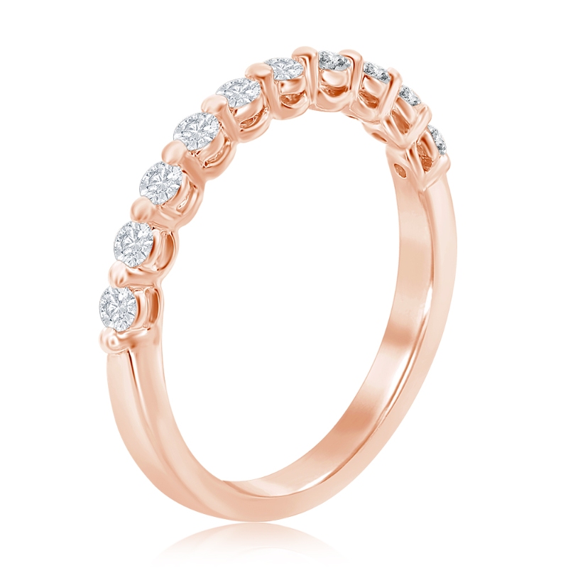 14K Rose Gold Single Shared Prong Diamond Band