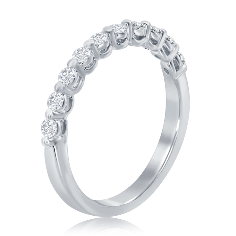14K White Gold Single Shared Prong Diamond Band
