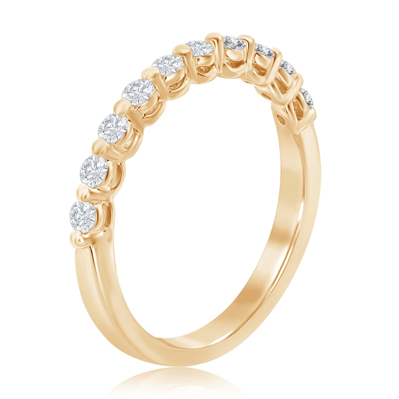 14K Yellow Gold Single Shared Prong Diamond Band