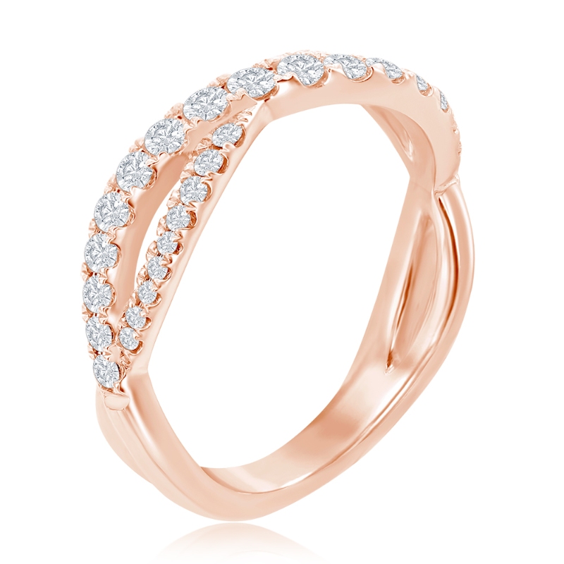 14K Rose Gold Crossover Diamond Band