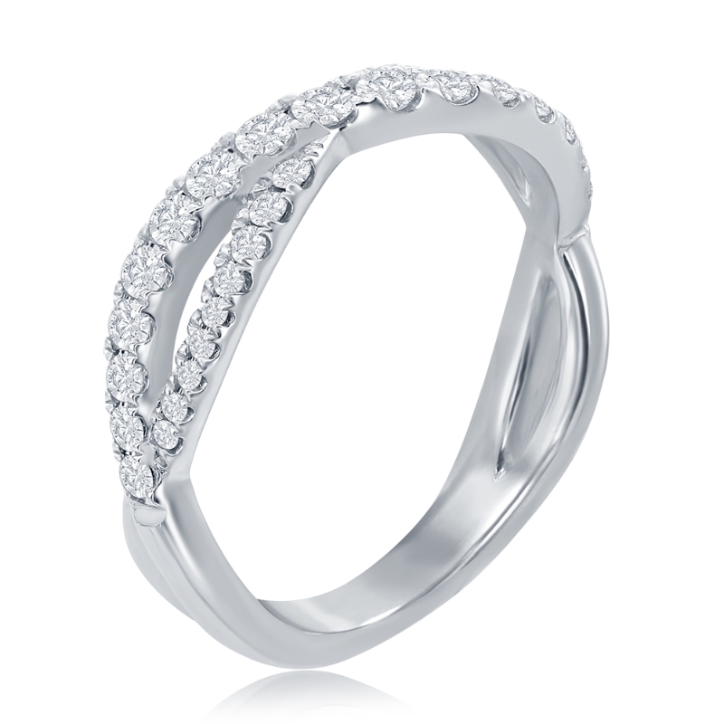14K White Gold Crossover Diamond Band