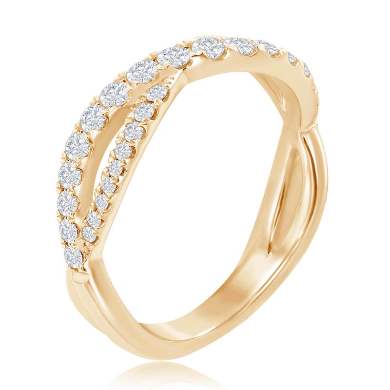 14K Yellow Gold Crossover Diamond Band