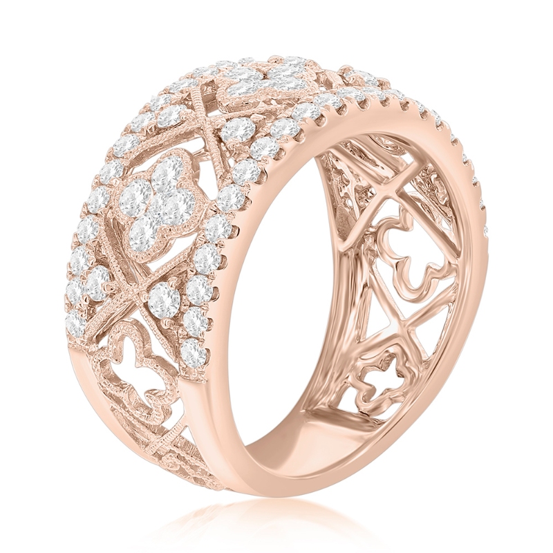 14K Rose Gold Vintage Inspired Miligrain Anniversary Band
