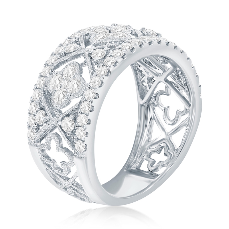 14K White Gold Vintage Inspired Miligrain Anniversary Band