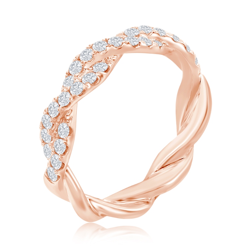 14K Rose Gold Twist Diamond Band