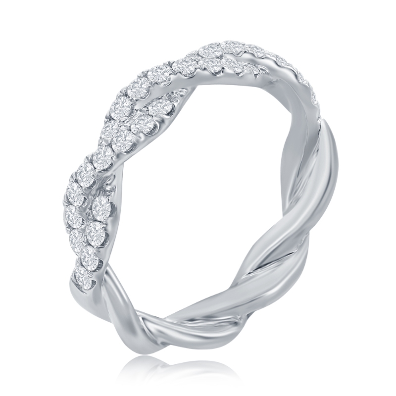 14K White Gold Twist Diamond Band
