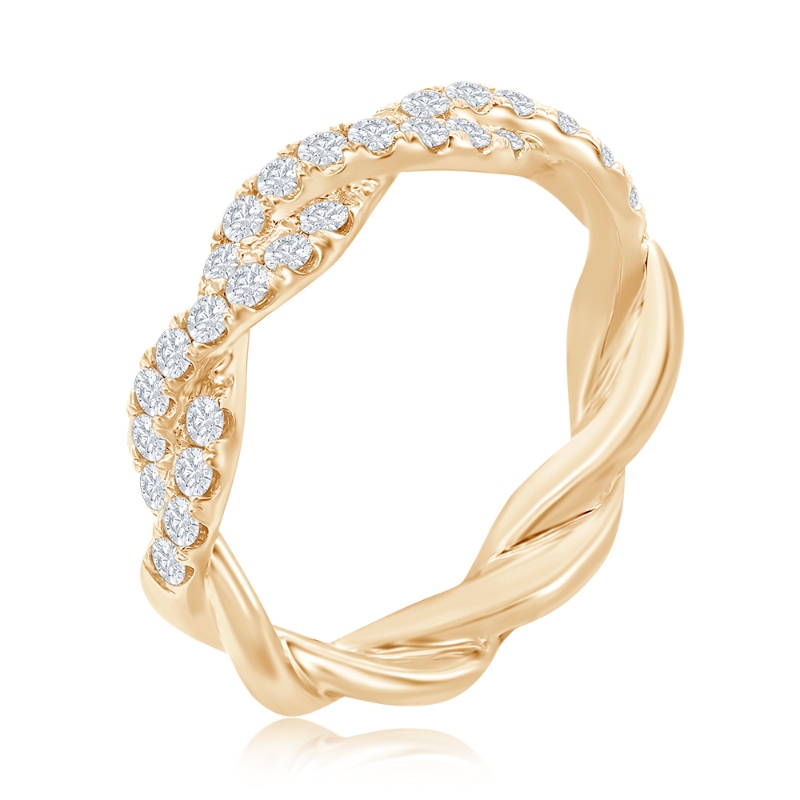 14K Yellow Gold Twist Diamond Band
