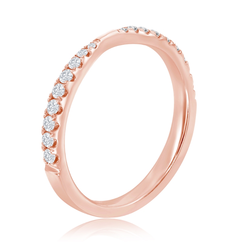 14K Rose Gold Pinched Diamond Band