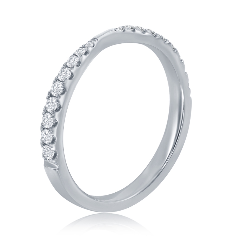 14K White Gold Pinched Diamond Band
