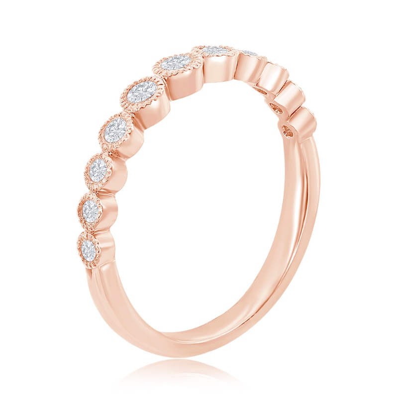 14K Rose Gold Miligrain Bezel Diamond Band