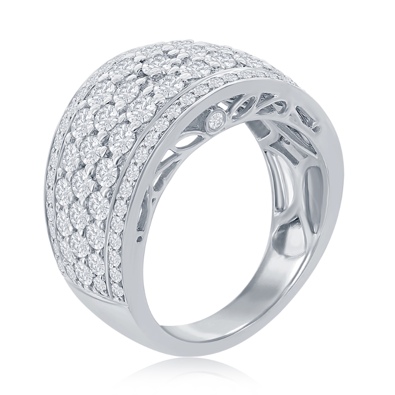 14K White Gold Multi-Row Pav&eacute; Anniversary Band