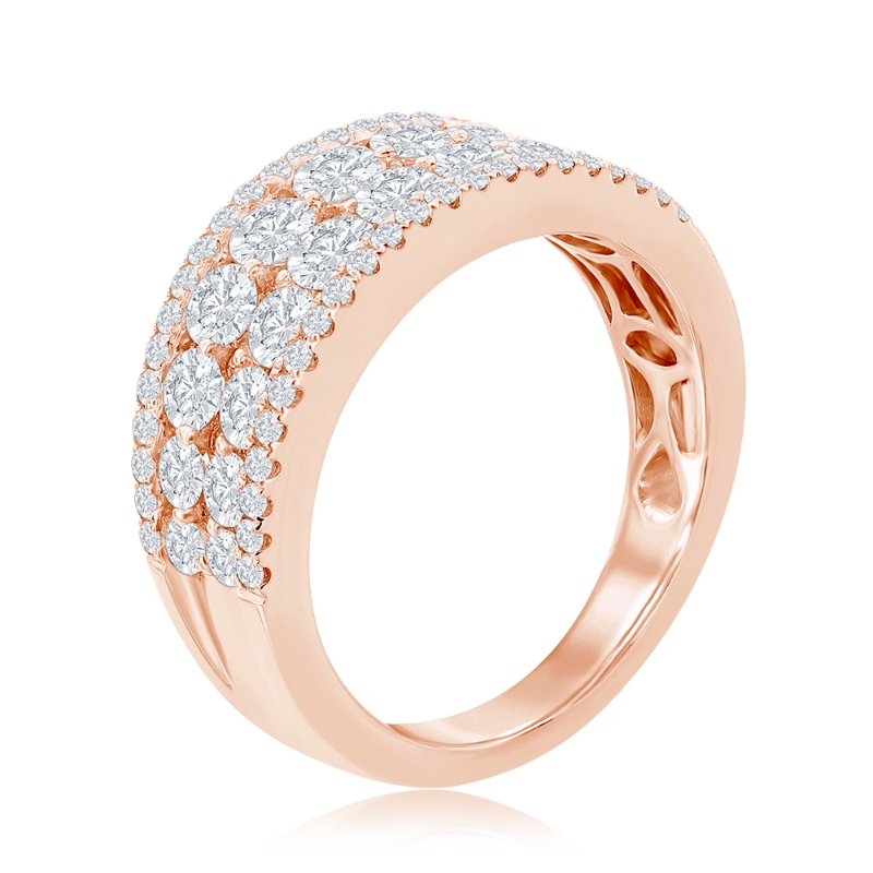 14K Rose Gold Multi-Row Pav&eacute; Anniversary Band