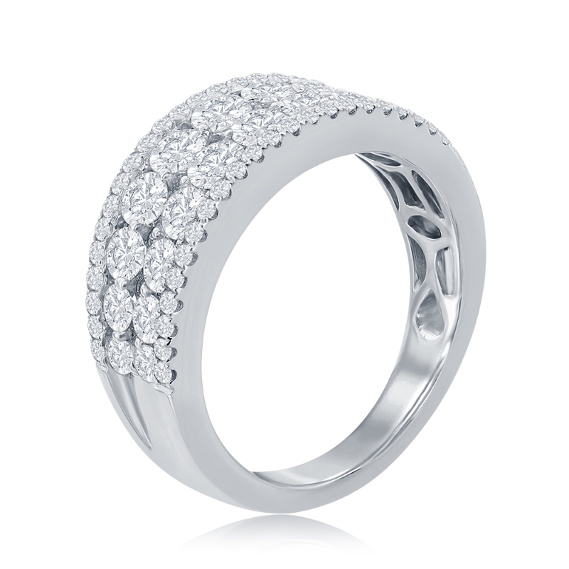 14K White Gold Multi-Row Pav&eacute; Anniversary Band