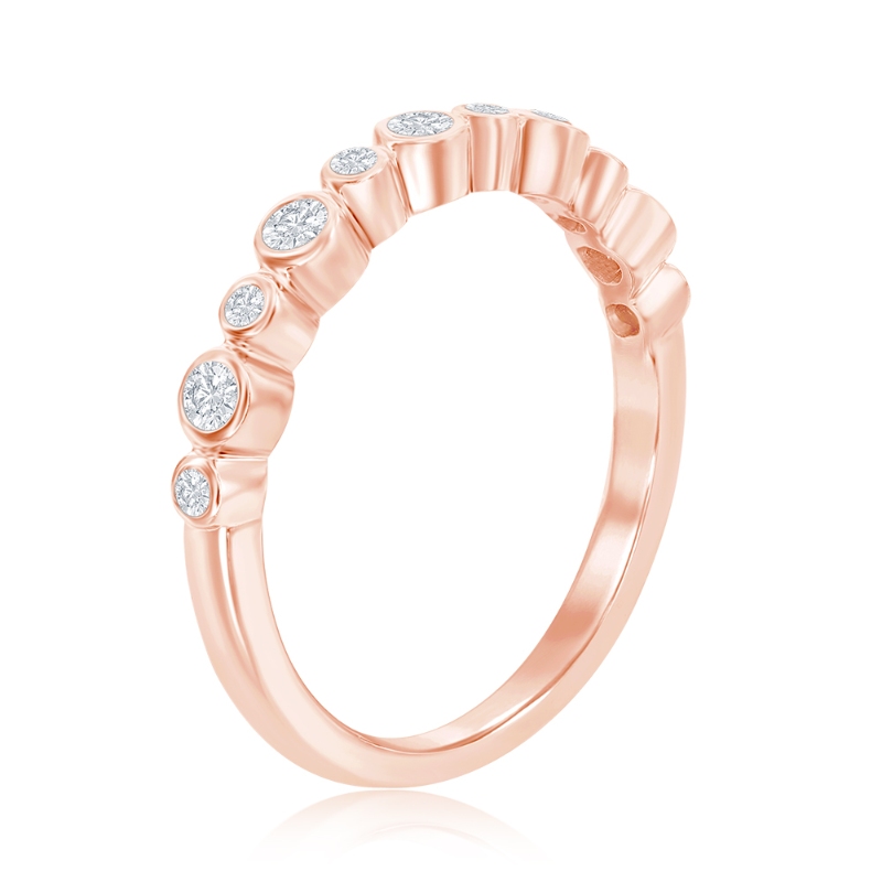 14K Rose Gold Round Bezel Diamond Band