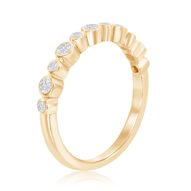 14K Yellow Gold Round Bezel Diamond Band