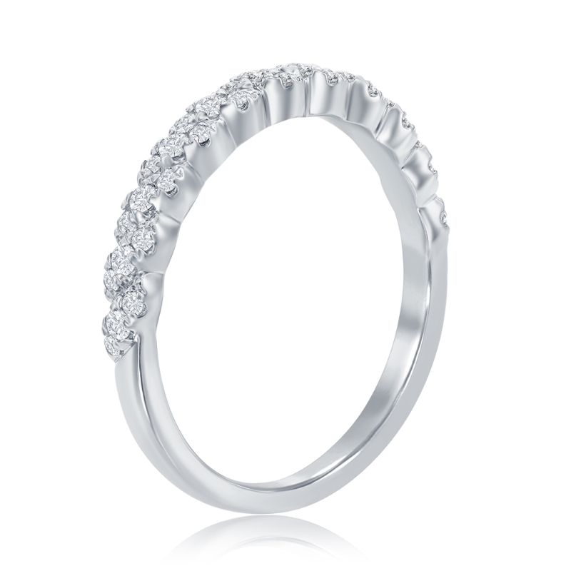 14K White Gold Spiral Diamond Band