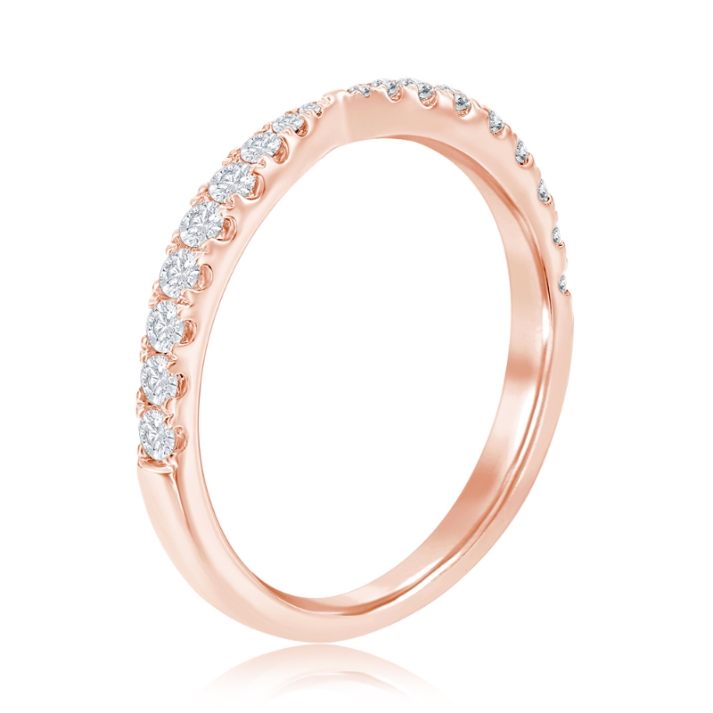 14K Rose Gold Pinched Diamond Band
