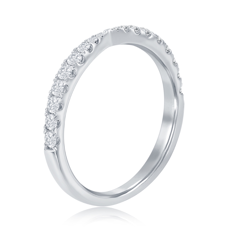 14K White Gold Pinched Diamond Band