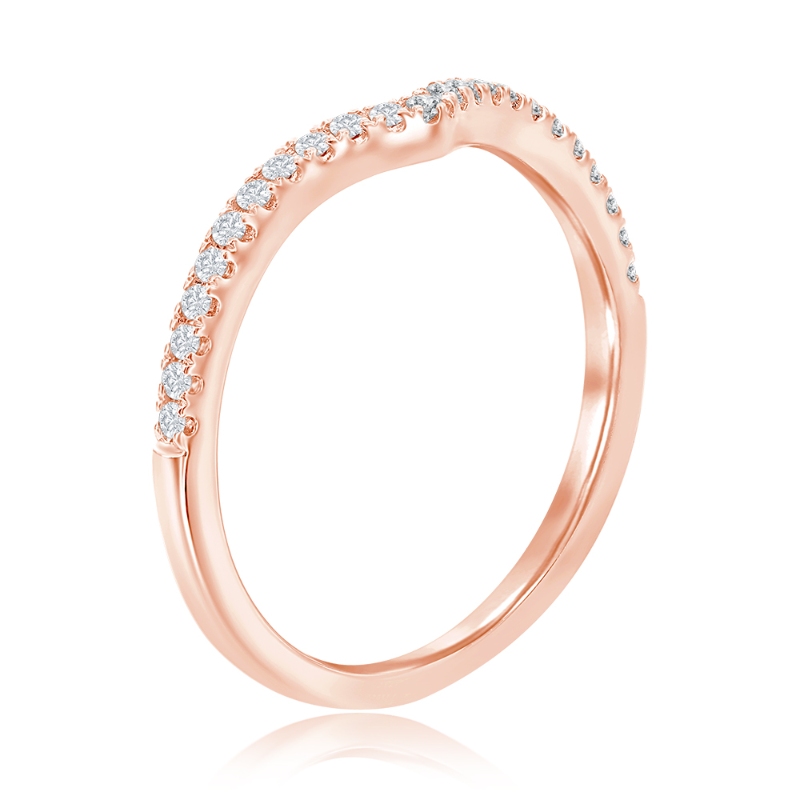14K Rose Gold Curved Diamond Band