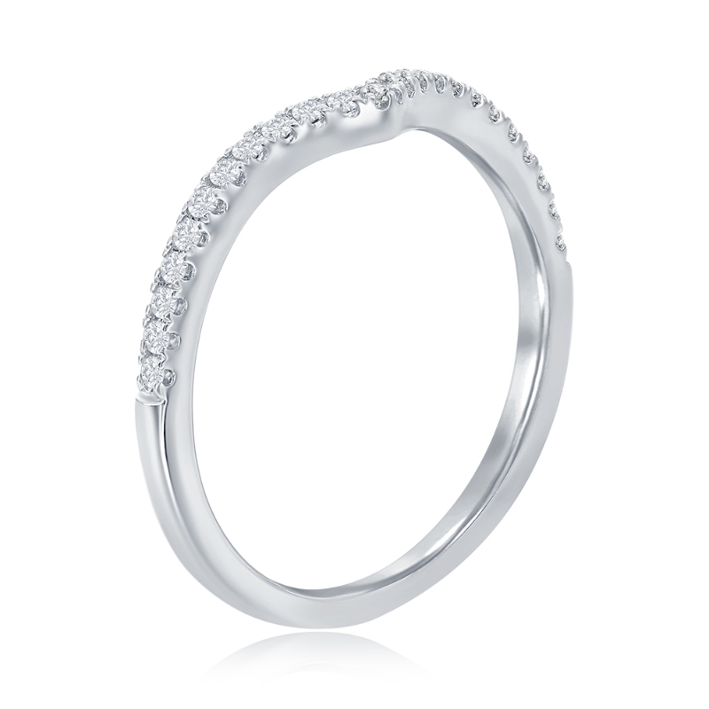 14K White Gold Curved Diamond Band