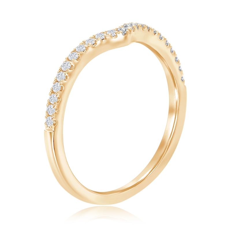 14K Yellow Gold Curved Diamond Band